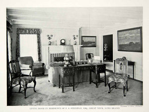 1918 Print Living Room F. S. Steinway Home Great Neck L. I. Interior Design GF5