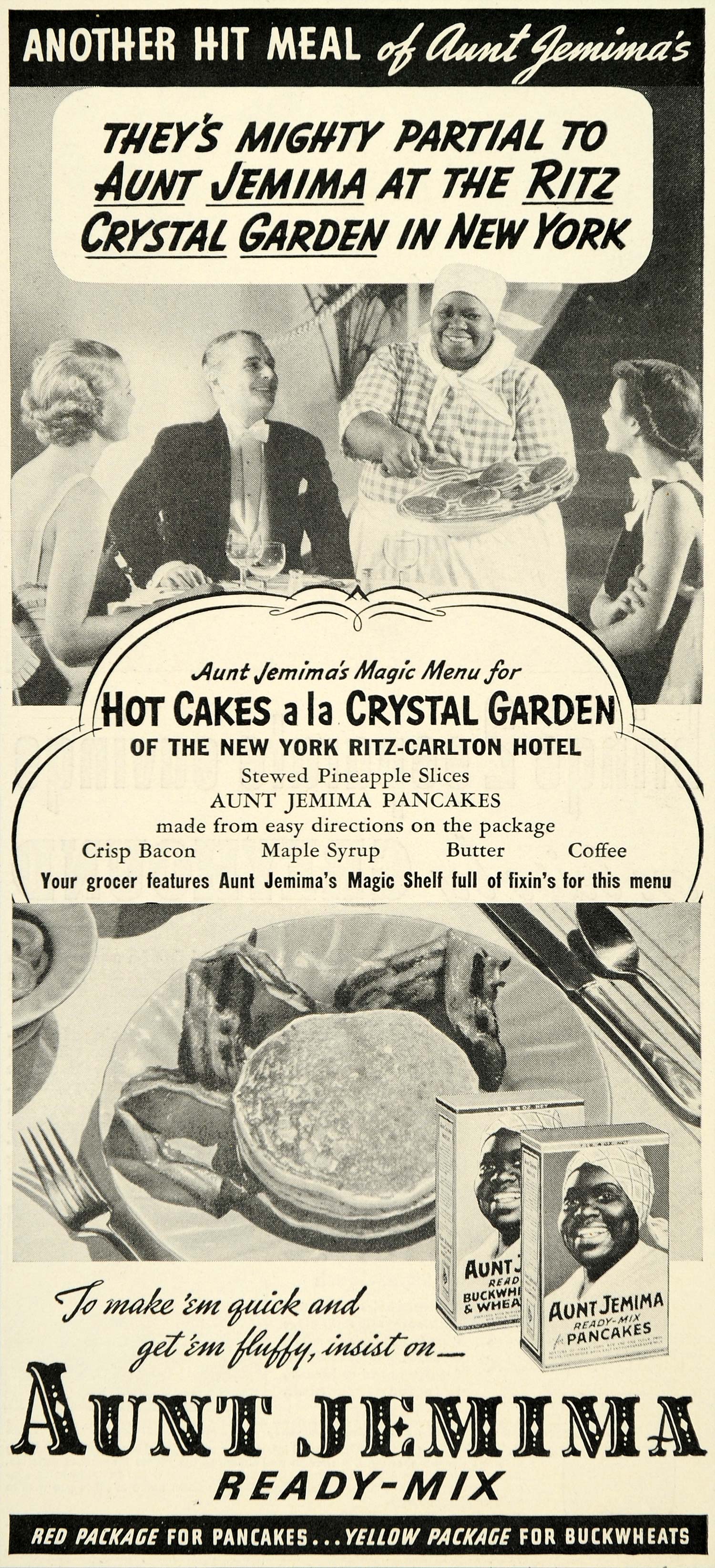 1937 Ad Aunt Jemima Pancake Flour Mix Hot Cakes - ORIGINAL ADVERTISING GH1
