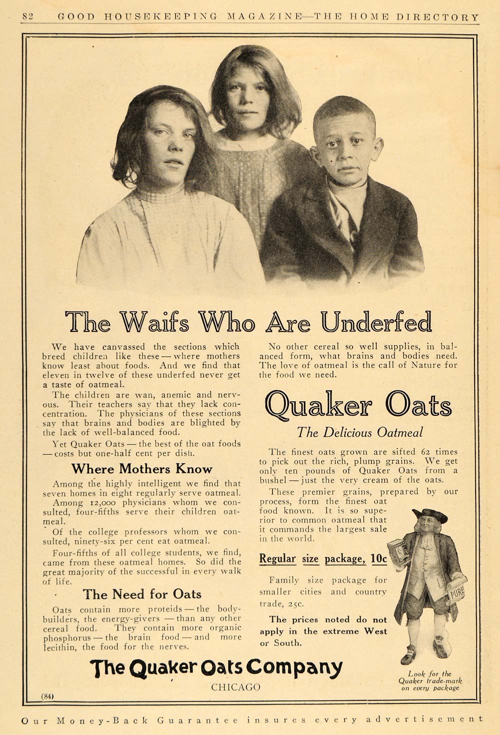 1911 Ad Quaker Oats Breakfast Cereal Meal Children - ORIGINAL ADVERTISING GH2