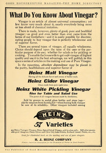 1910 Ad Heinz White Picking Vinegar Preserved Pickles - ORIGINAL ADVERTISING GH2 - Period Paper
