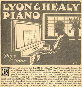 1910 Ad Lyon & Healy Piano Musical Instrument Chicago - ORIGINAL ADVERTISING GH2