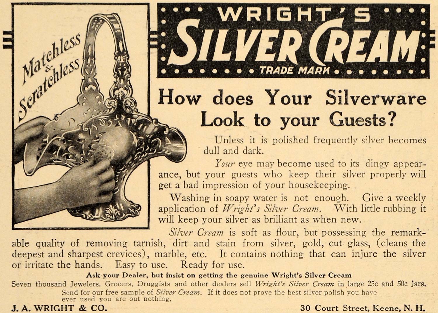 1910 Ad J A Wright Silver Cream Polish Cleaning Product - ORIGINAL GH2 –  Period Paper Historic Art LLC