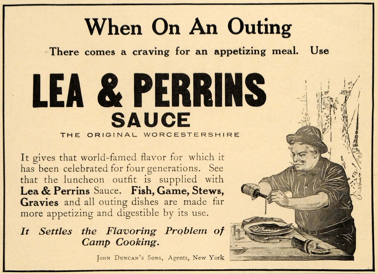 1911 Ad John Duncan's Son Lea & Perrins Sauce Fish Dish - ORIGINAL GH2
