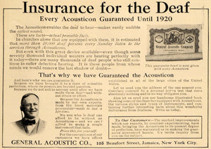 1911 Ad General Acoustic Heath Insurance Certificate - ORIGINAL ADVERTISING GH2 - Period Paper

