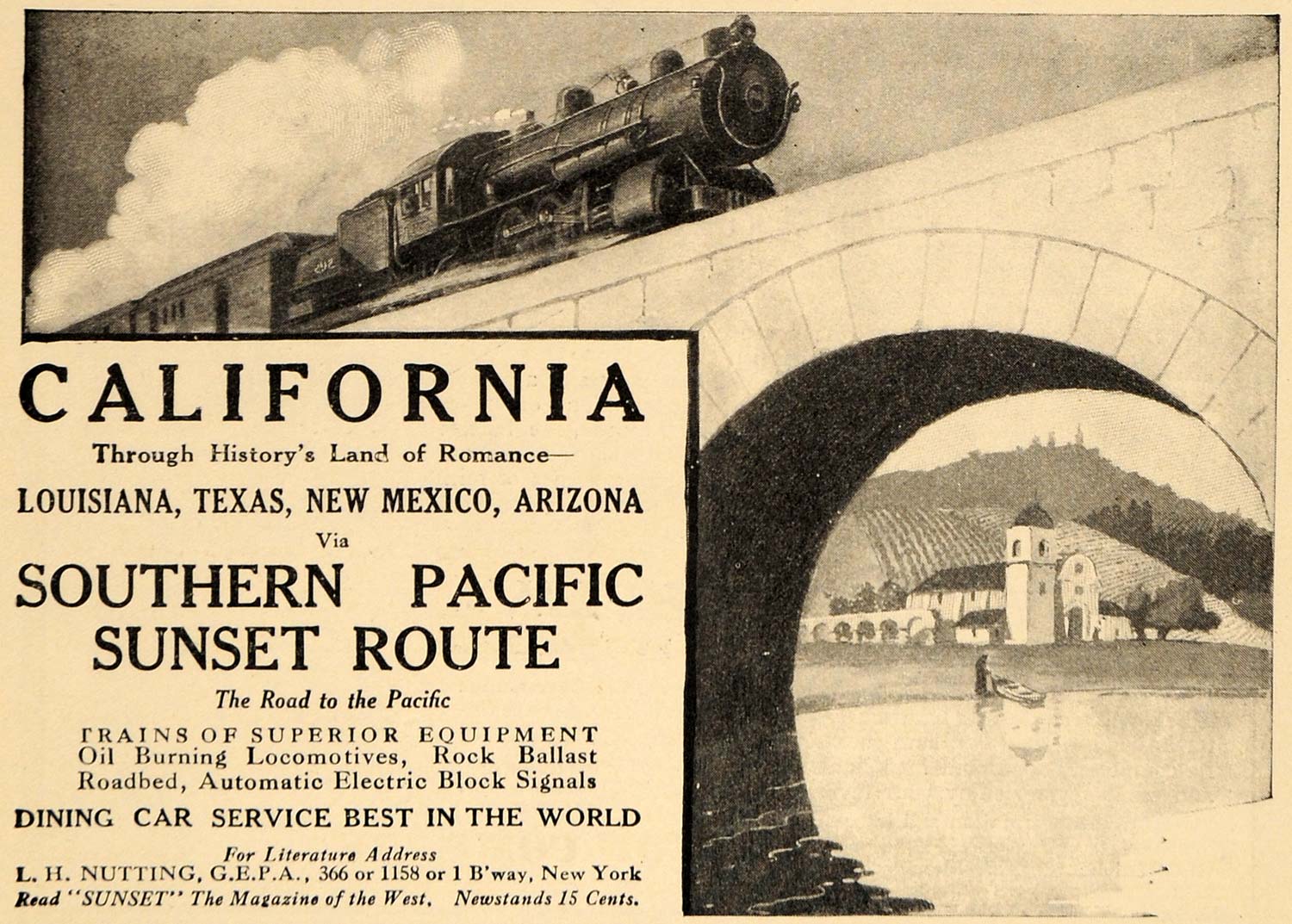 1911 Ad Southern Pacific Sunset Route Rail Train Bridge - ORIGINAL GH2 ...