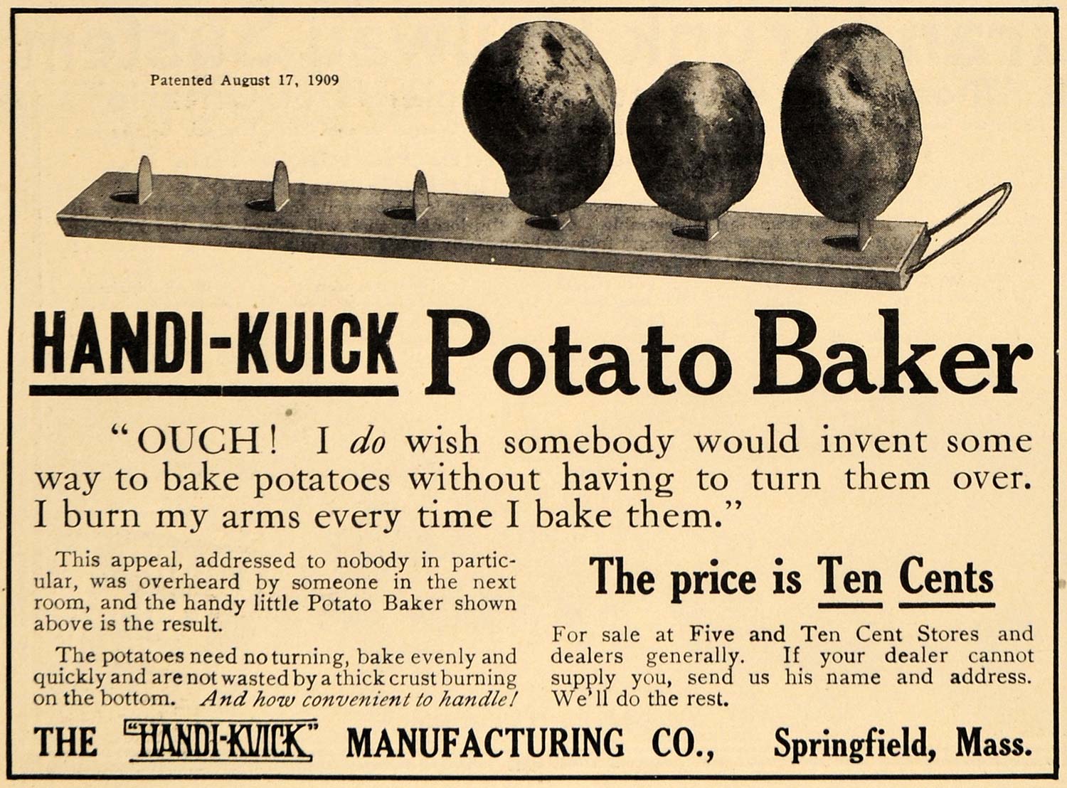 1910 Ad Springfield Specialty Handi-Kuick Potato Baker - ORIGINAL GH2