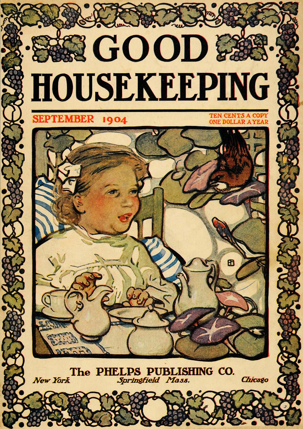 1904 Cover Good Housekeeping Artist Herman Pfeifer Girl - ORIGINAL