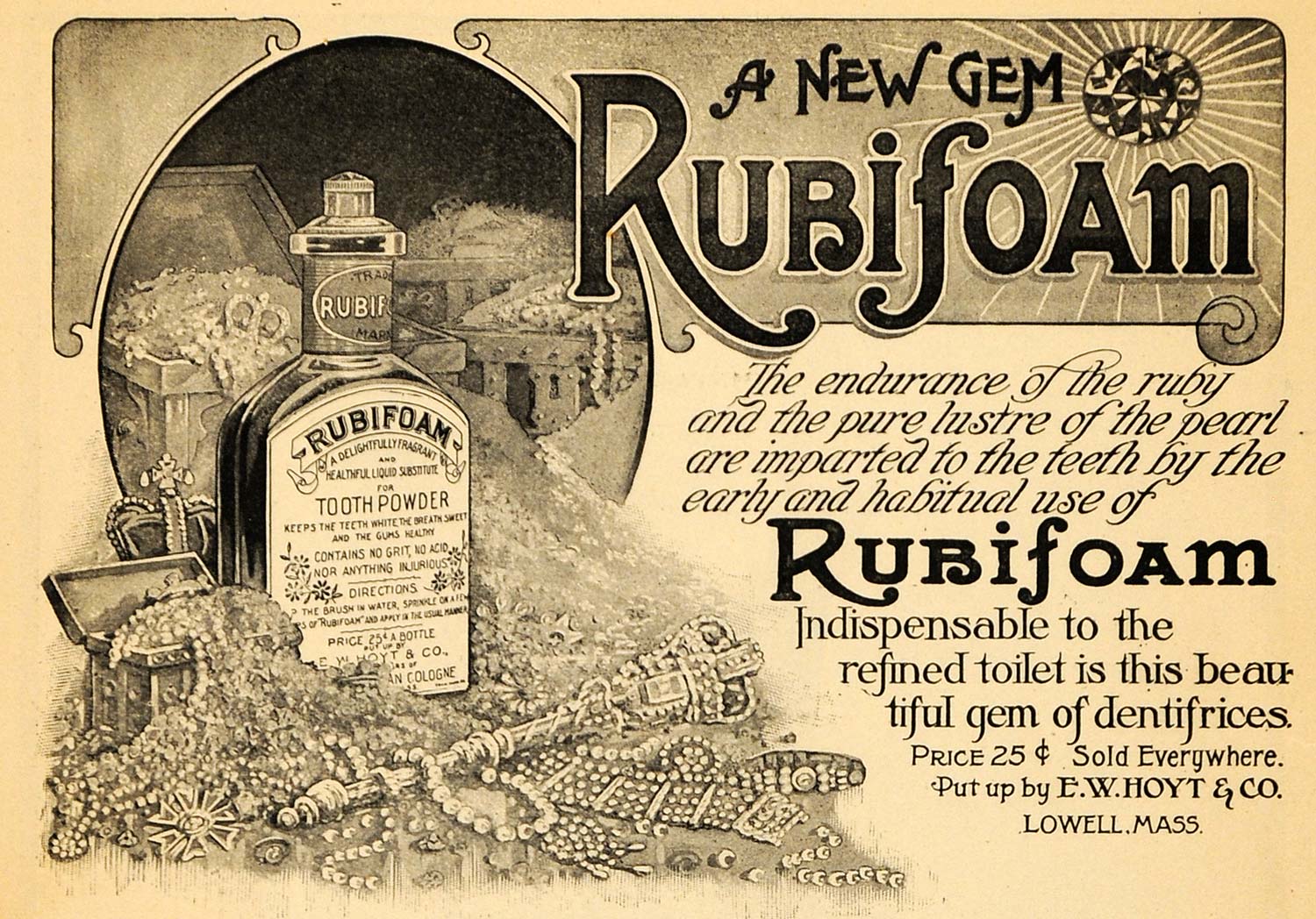 1905 Ad E. W. Hoyt Rubifoam Tooth Powder Treasure Chest - ORIGINAL GH2