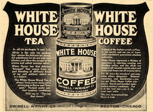 1910 Ad White House Tea and Coffee Tins Dwinell-Wright - ORIGINAL GH2
