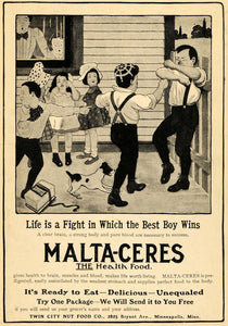 1903 Ad Kids Fighting Malta-Ceres Health Food Strength - ORIGINAL GH2