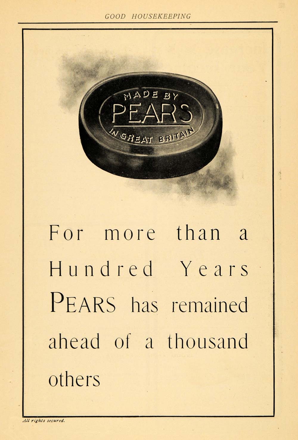 1902 Ad Pears Soap Great Britain - ORIGINAL ADVERTISING GH2