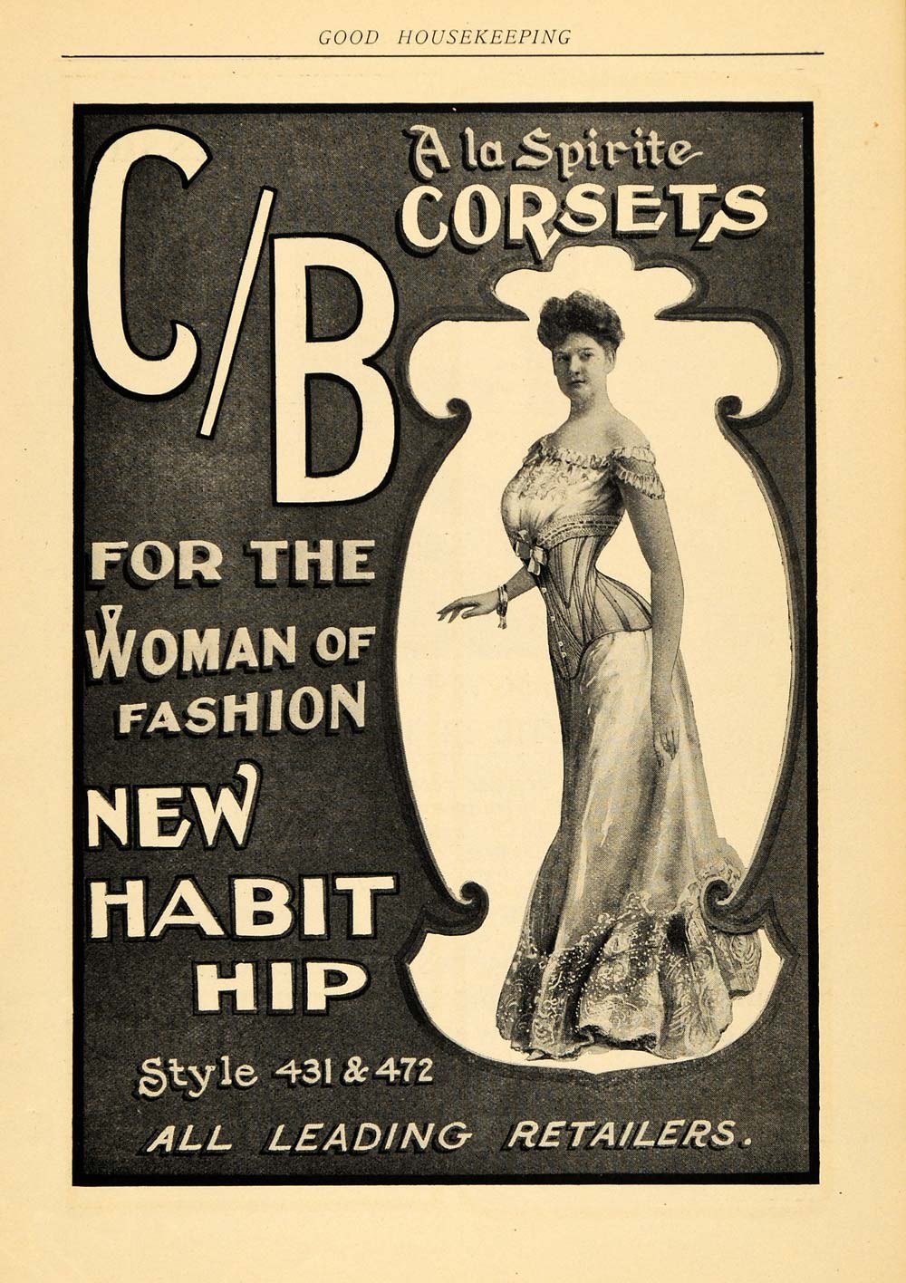 1902 Ad C/B A la Spirite Corsets New Habit Hip Fashion - ORIGINAL GH2