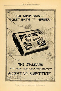 1902 Ad Packer's Tar Soap Shampoo Toilet Bath Nursery - ORIGINAL ADVERTISING GH2