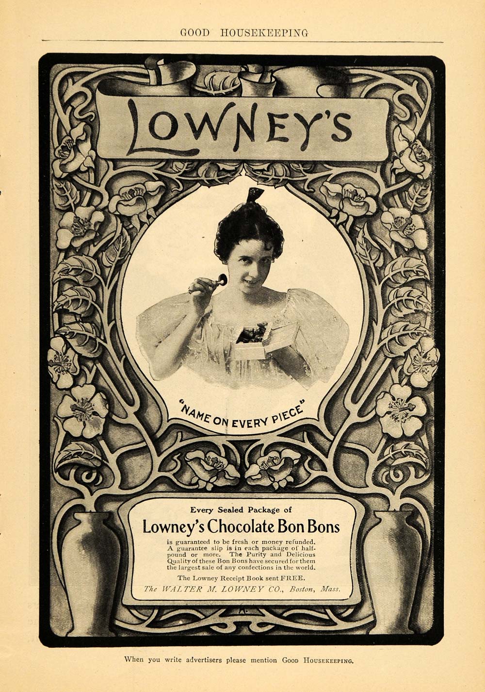 1904 Ad Chocolate Bon Bons Walter M. Lowney Candy - ORIGINAL ADVERTISING GH2