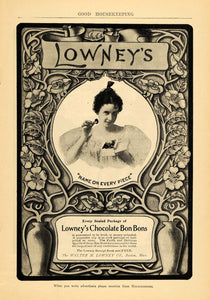 1904 Ad Chocolate Bon Bons Walter M. Lowney Candy - ORIGINAL ADVERTISING GH2