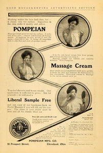 1905 Ad Woman Using Pompeian Massage Cream Cleveland - ORIGINAL ADVERTISING GH2