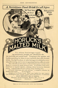1904 Ad Shakespeares 7 Ages Horlick's Malted Milk Wis. - ORIGINAL GH2