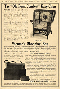 1910 Ad John Wanamaker Women Shopping Bag Rattan Chair - ORIGINAL GH2