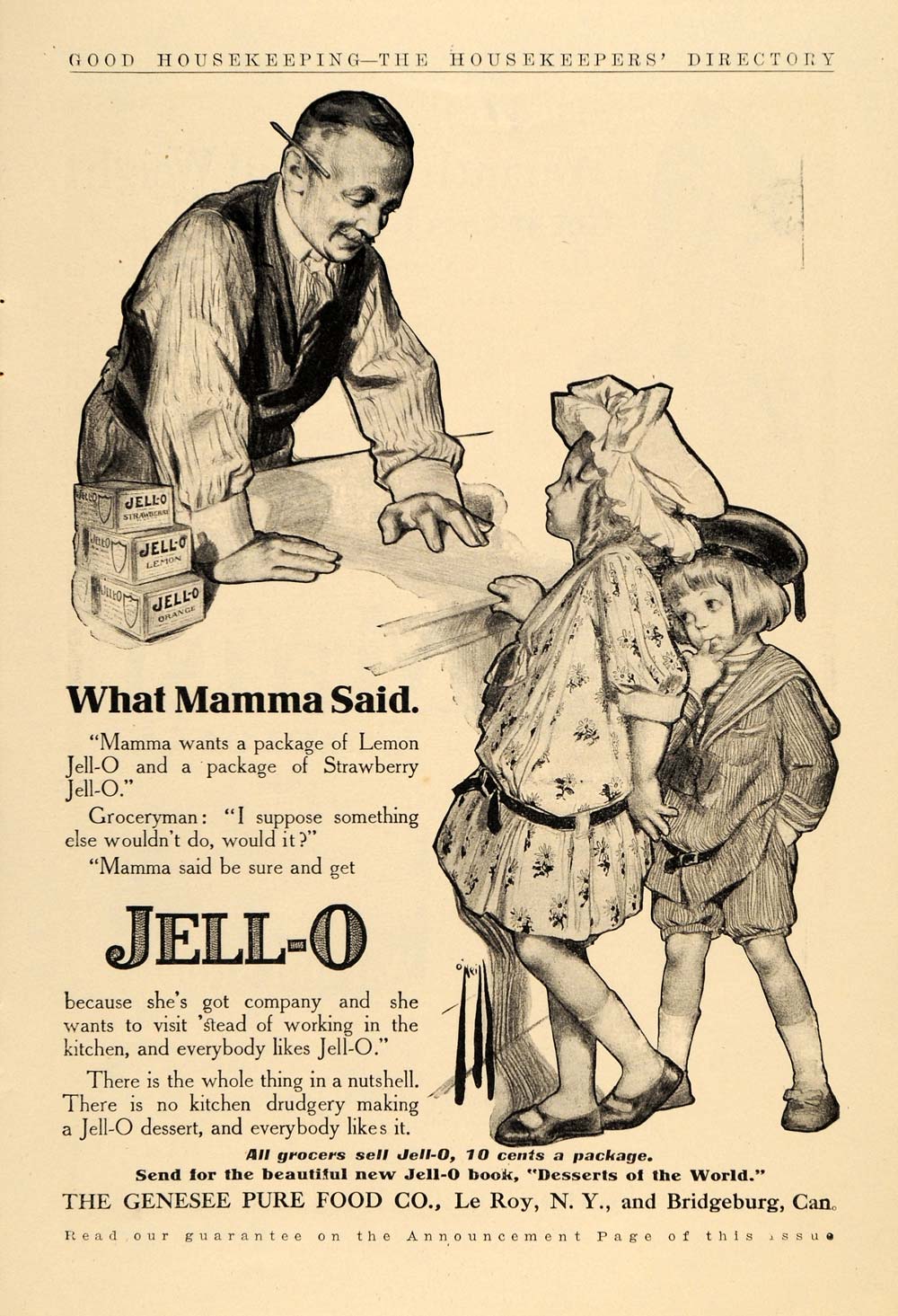 1909 Ad Genesee Pure Food Co. Jell-O Gelatin Children - ORIGINAL ADVERTISING GH3