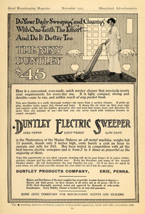 1913 Ad Duntley Products Co. Electric Sweeper Cleaner - ORIGINAL ADVERTISING GH3