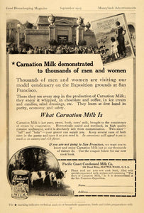 1915 Ad Pacific Coast Condensed Milk Co. Carnation Cow - ORIGINAL GH3