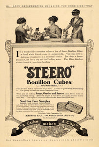 1911 Ad Schieffelin Steero Bouillon Cubes Women Dining - ORIGINAL GH3