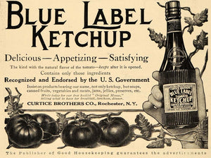 1909 Ad Curtice Brothers Co Blue Label Ketchup Tomato - ORIGINAL ADVERTISING GH3