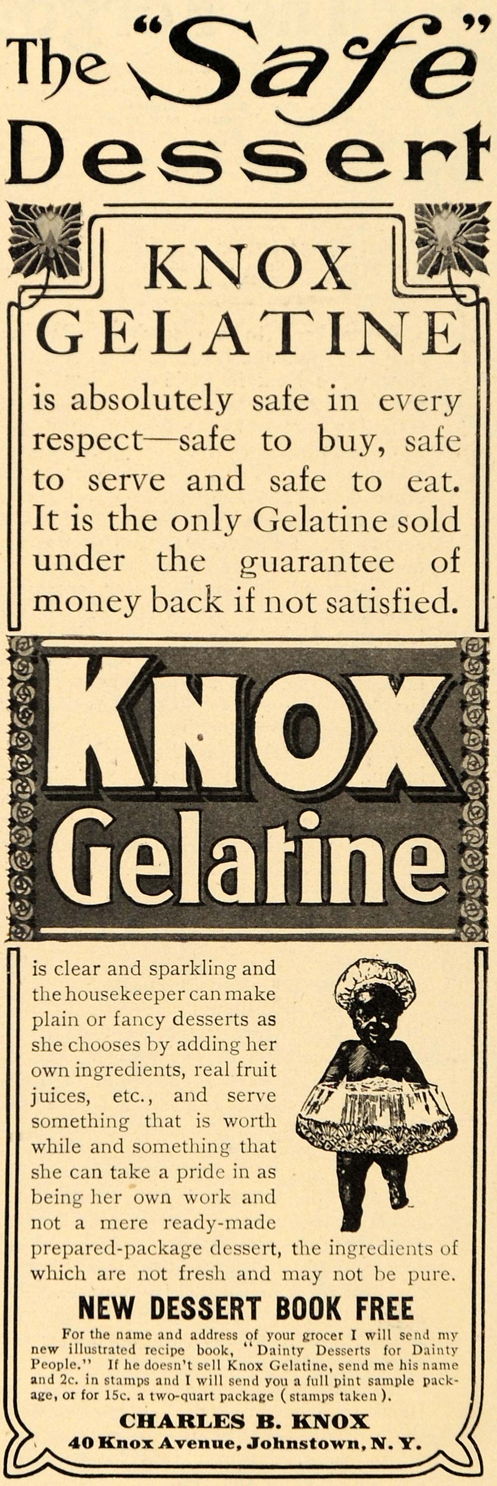 1909 Ad Charles N Knox Gelatine Dessert Jelly Product - ORIGINAL ADVERTISING GH3