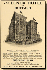 1909 Ad Lenox Hotel Building Buffalo Luxury Lodging - ORIGINAL ADVERTISING GH3