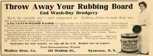 1913 Ad Walker Bros. Co. Vacuum Wonder Washer New York - ORIGINAL GH3