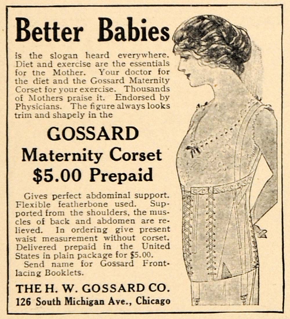 1913 Ad H W Gossard Maternity Corset Abdominal Support - ORIGINAL GH3