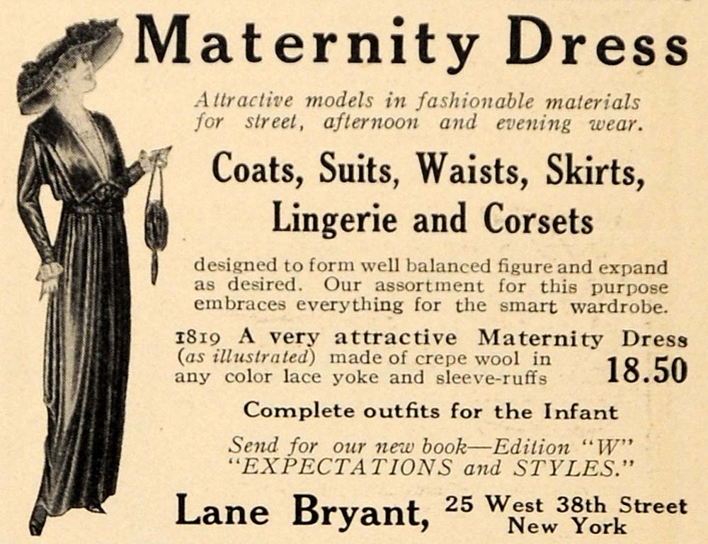 1913 Ad Lane Bryant Maternity Dress Coats Lingerie Hats - ORIGINAL GH3