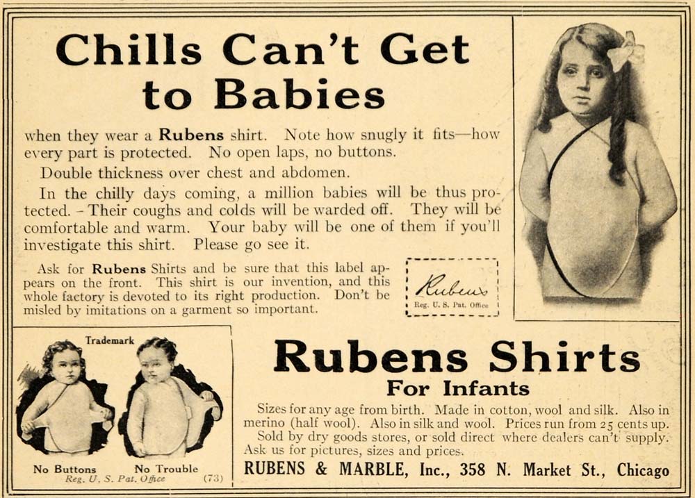1913 Ad Rubens & Marble Inc. Shirts Infant Clothing - ORIGINAL ADVERTISING GH3