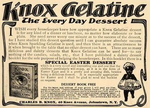 1909 Ad Charles B Knox Sparkling Gelatine Dessert Jelly - ORIGINAL GH3