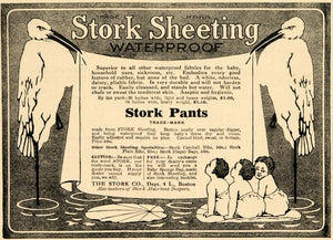 1909 Ad Stork Pants Sheeting Waterproof Fabric Clothes - ORIGINAL GH3