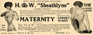 1909 Ad H & W Co. Sheathlyne Maternity Waist Corsets - ORIGINAL ADVERTISING GH3