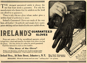 1911 Ad Ireland Bros. Guaranteed Gloves Accessories - ORIGINAL ADVERTISING GH3