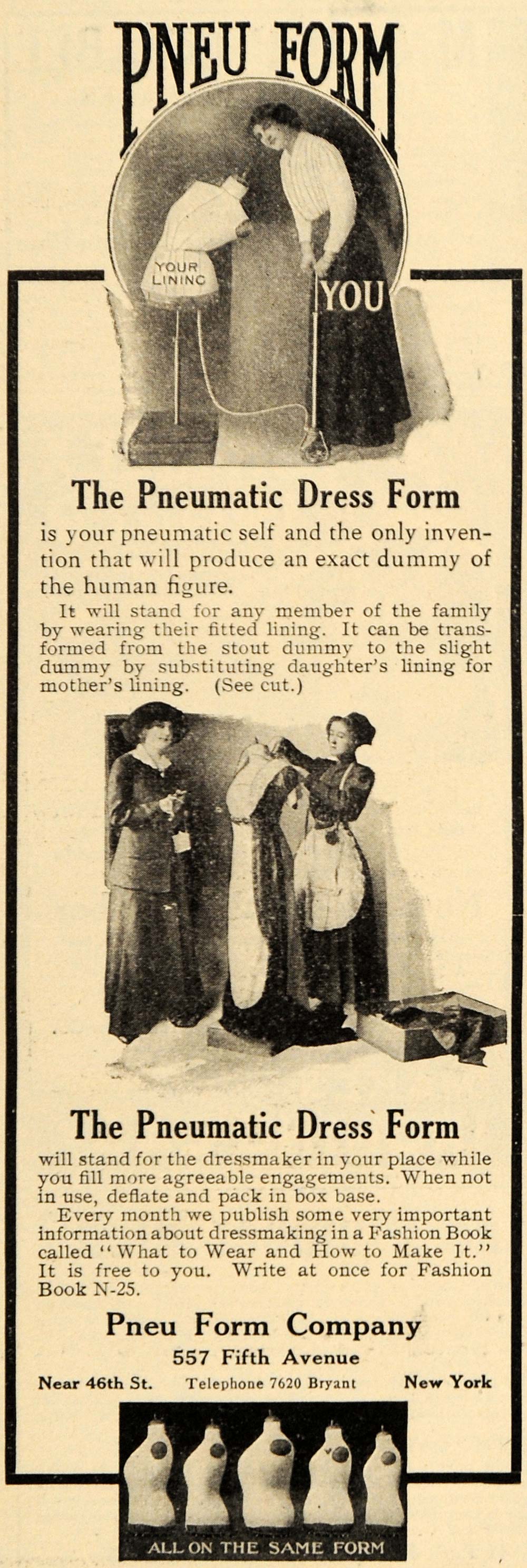1911 Ad Pneu Form Co. Dress Form Dressmaker Fashion - ORIGINAL ADVERTISING GH3