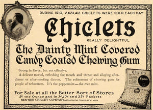 1911 Ad Sen-sen Chiclet Dainty Mint Covered Candy Gum - ORIGINAL ADVERTISING GH3