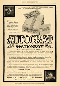 1904 Ad White Wyckoff Mfg. Stationery Autocrat Envelope - ORIGINAL GH3