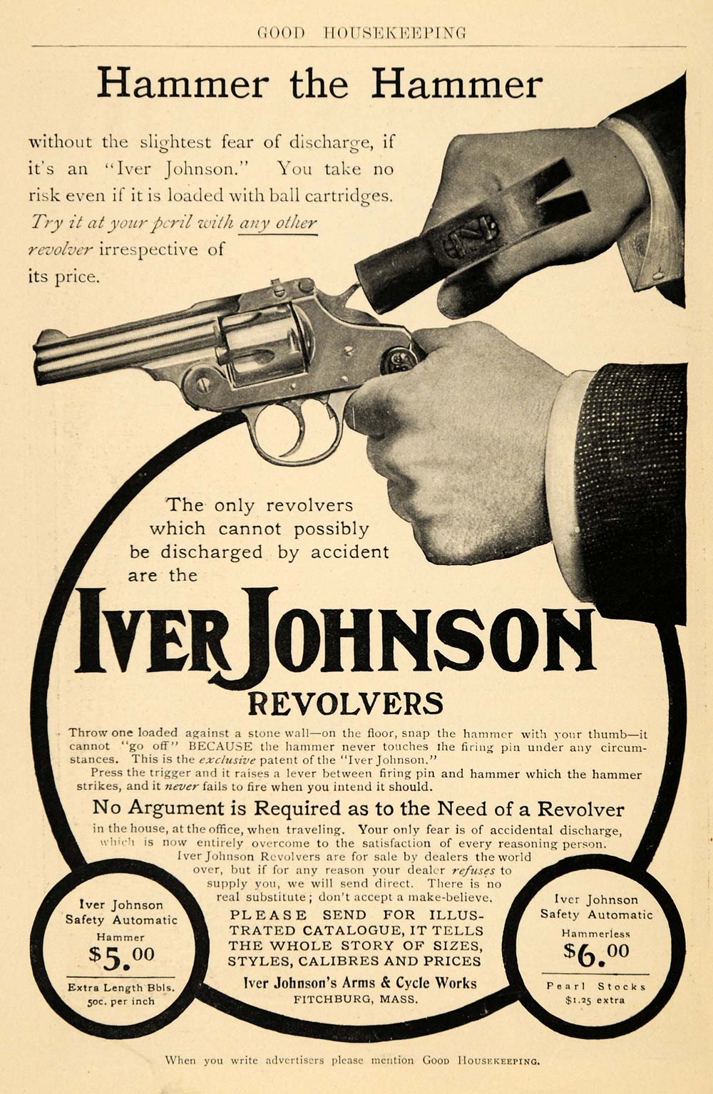 1904 Ad Iver Johnson Revolvers Guns Cartridges Arms - ORIGINAL ADVERTISING GH3