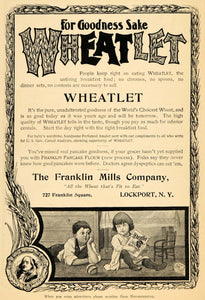 1904 Ad Franklin Mills Wheatlet Breakfast Food Children - ORIGINAL GH3