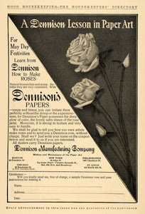 1909 Ad Dennison Manufacturing Co. Papers Crepe Roses - ORIGINAL ADVERTISING GH3