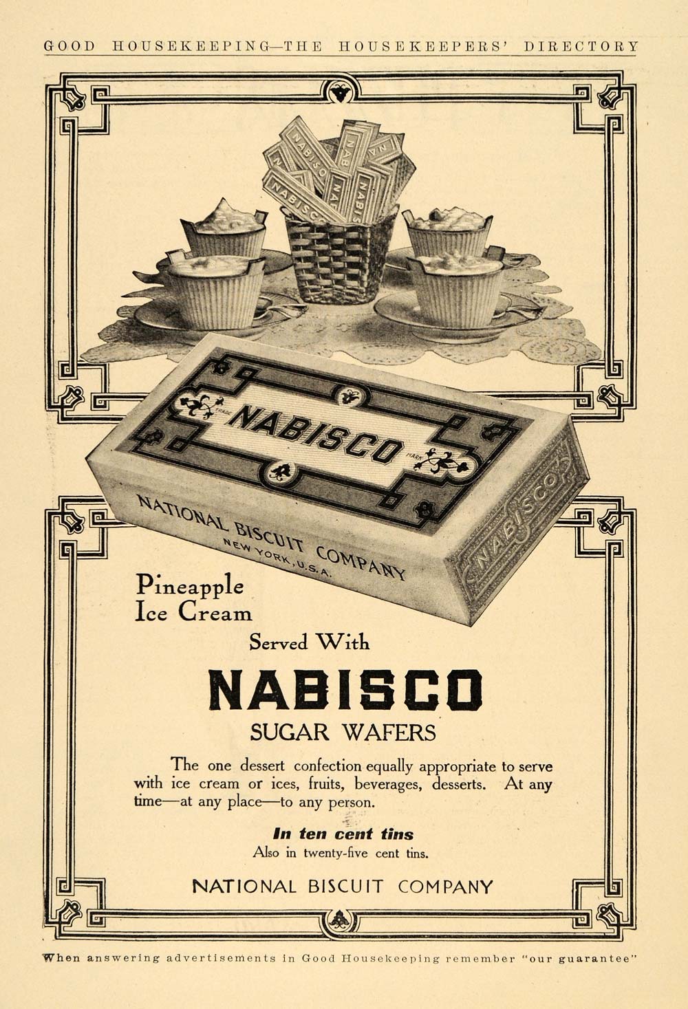 1909 Ad National Biscuit Co Nabisco Sugar Wafer Dessert - ORIGINAL GH3