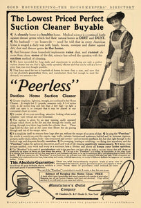 1909 Ad Manufacture's Outlet Peerless Suction Cleaner - ORIGINAL ADVERTISING GH3