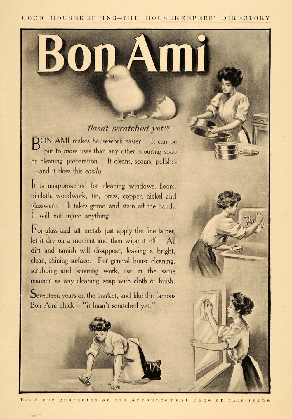 1909 Ad Bon Ami Co. Powdered Household Cleaner Chick - ORIGINAL ADVERTISING GH3
