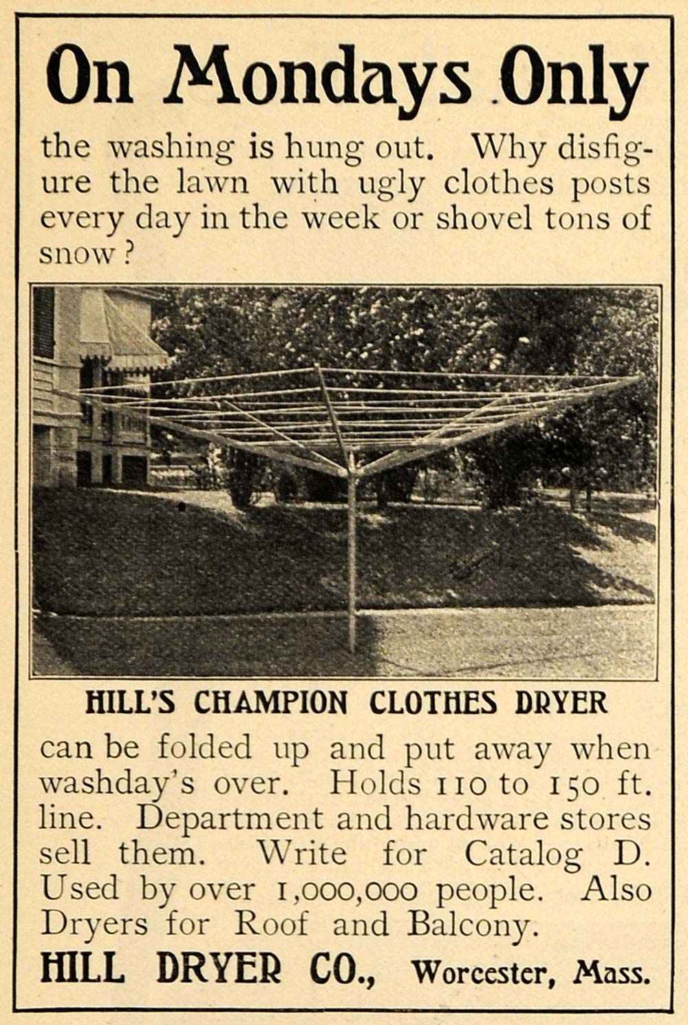 1904 Ad Hill Dryer Co. Champion Clothes Dryer Hardware - ORIGINAL GH3