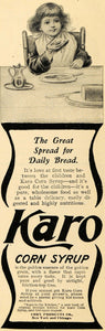 1904 Ad Corn Products Co. Karo Corn Syrup Bread Child - ORIGINAL ADVERTISING GH3