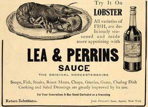 1909 Ad John Duncan's Sons Lea & Perrins Sauce Lobster - ORIGINAL GH3