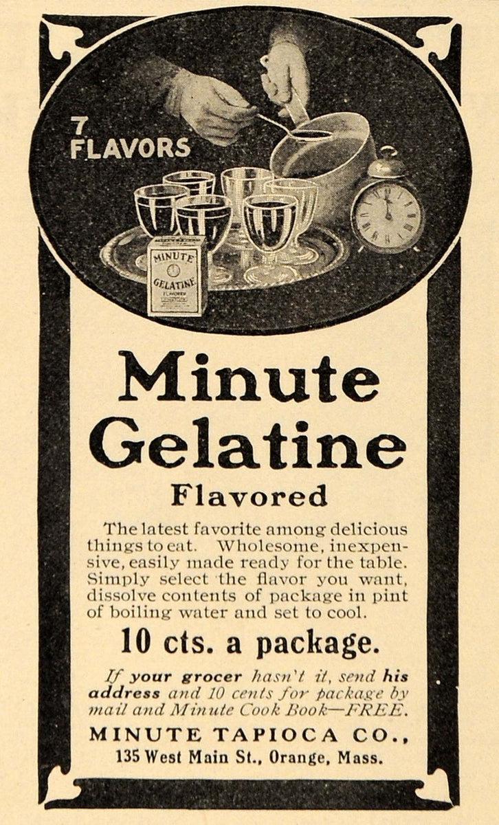 Tapioca Ad 1909 Ad Minute Tapioca Co. Flavored Gelatine Dessert - ORIGINAL ADVERT ...